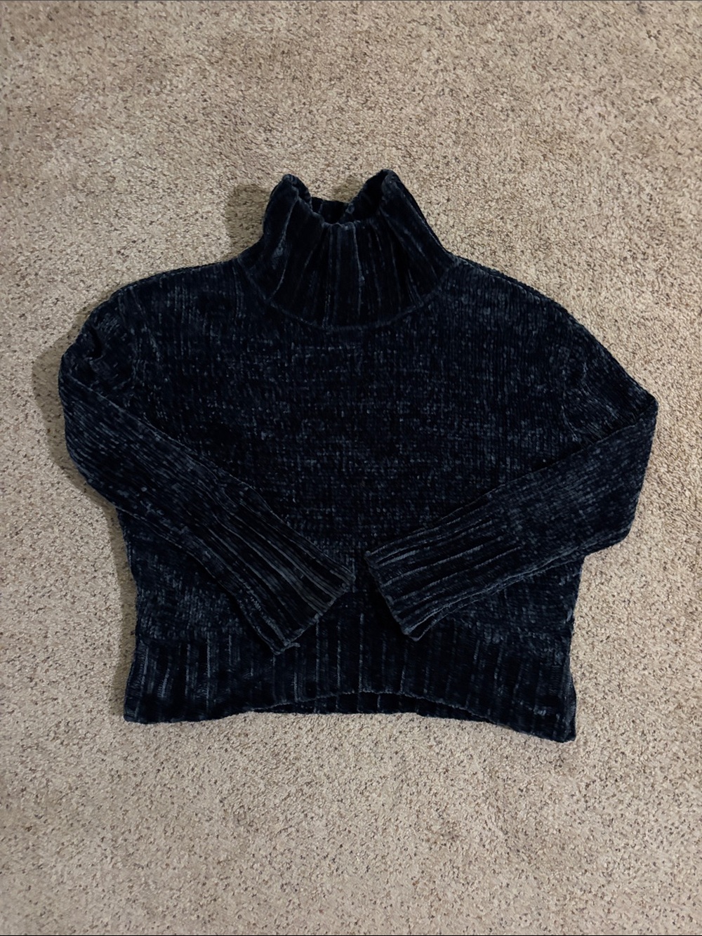 Chelsea & Theodore Velvet Dark blue Chenille Turtleneck Sweater